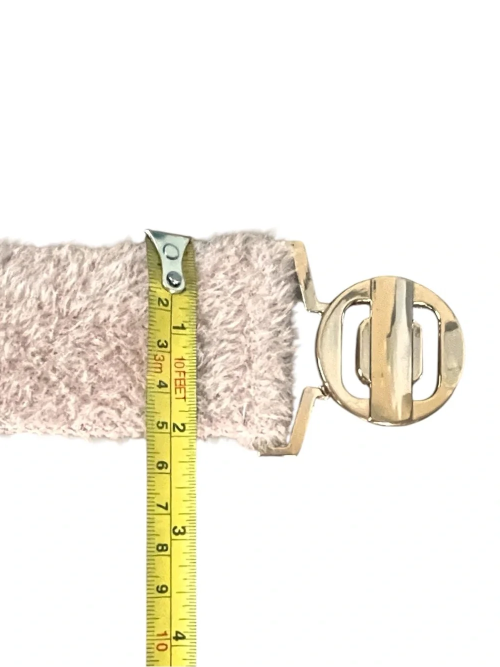 Fuzzy Stretch Waist Belt Gold Statement Buckle Soft Glam Boho Quiet Luxury